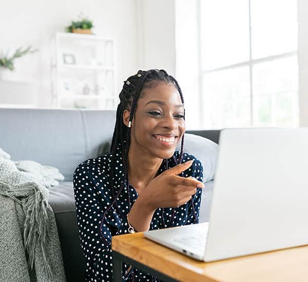 Happy person on a meeting online